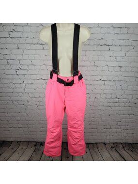 Mutu Snow Neon Pink Belted Adjustable Snow Ski Pants Bib Youth Size Medium M